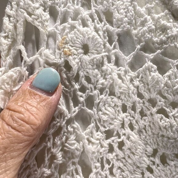 NWT Vtg Papillon Cream White Sleeveless Lace Crochet Gauzy Boho Midi Dress Med - Picture 8 of 15